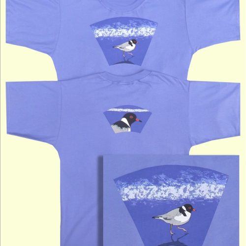 Hooded Plover Adult T-shirt on jacaranda blue (only 1 M)